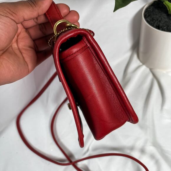 COACH Casino 9924 Red Leather Shoulder Bag Vintage Nickel Hardware Crossbody - Picture 5 of 11